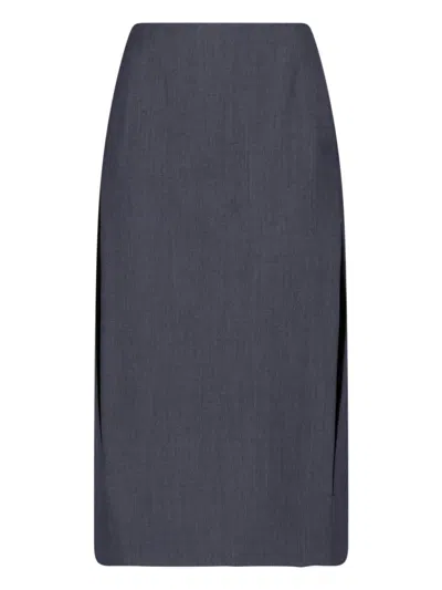 Jil Sander Wool Blend Straight Skirt In Grey
