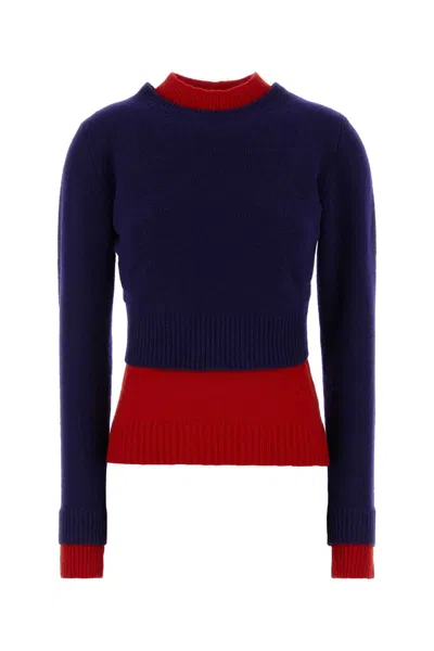 Jil Sander Wool Blend Sweater In Blue