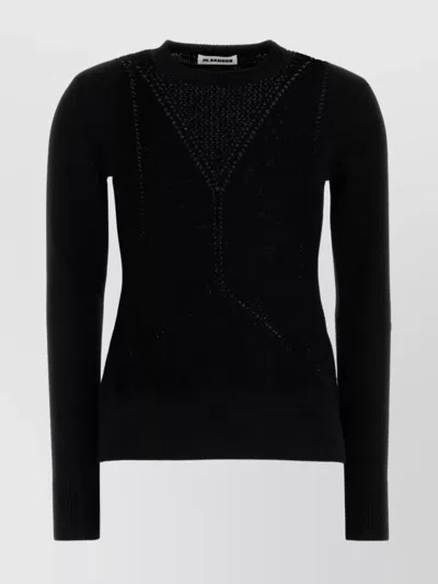 Jil Sander Long-sleeved Wool Knitted Top In Black