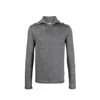 Jil Sander High Neck Wool Blend T-shirt With Front Zip Closure In Gray