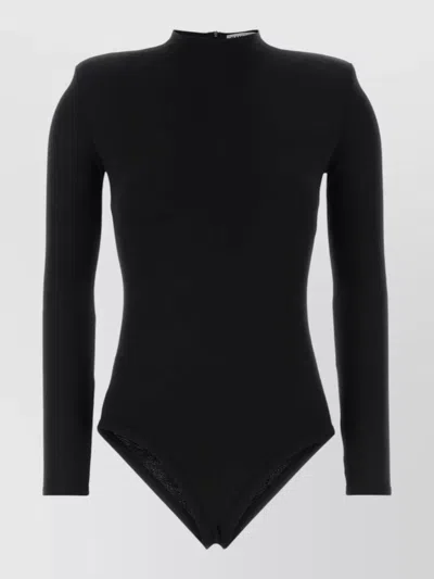 Jil Sander Wool Bodysuit Comfortable Fit High Neck In Black