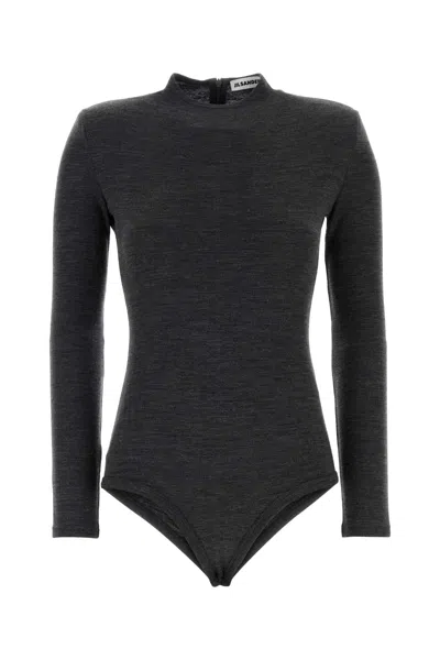 Jil Sander Wool Bodysuit In Grey