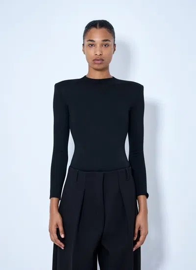 Jil Sander Wool Bodysuit With Long Sleeves In Black