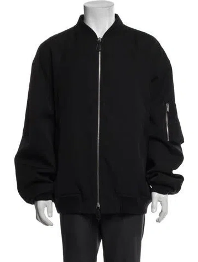 Pre-owned Jil Sander Wool Bomber Jacket In Black