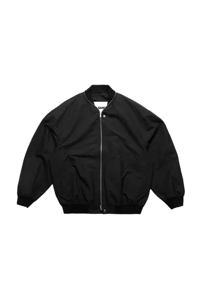 Jil Sander Wool Bomber With Zip Details Black