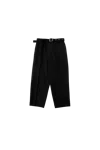 Jil Sander Belted Wool Canvas Trousers In Black