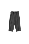 Jil Sander Wool Canvas Belted Trousers Volcanic Glass In Black