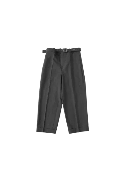 Jil Sander Wool Canvas Belted Trousers Volcanic Glass In Black