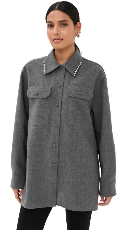 Jil Sander Wool Canvas Shirt Volcanic Glass In Gray