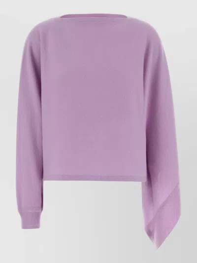 Jil Sander Wool Cape Asymmetric Hem Long Sleeves In Purple