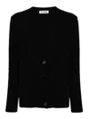 Jil Sander Logo-engraved-buttons Wool Cardigan In Black