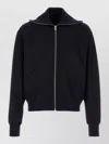 Jil Sander Wool Cardigan With High Collar And Ribbed Cuffs In Black