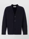 Jil Sander Wool Cardigan Long Sleeves V Neckline In Blue