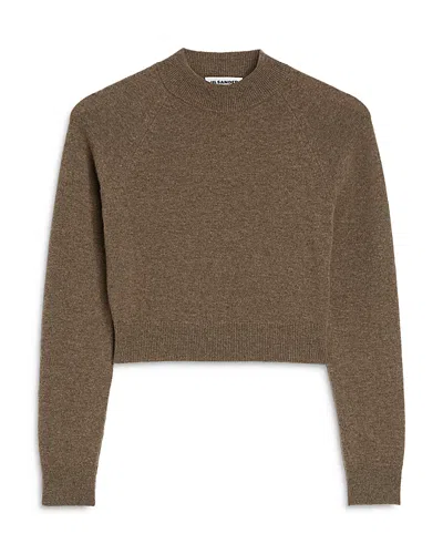 Jil Sander Wool Cashmere Crewneck Sweater In Brown