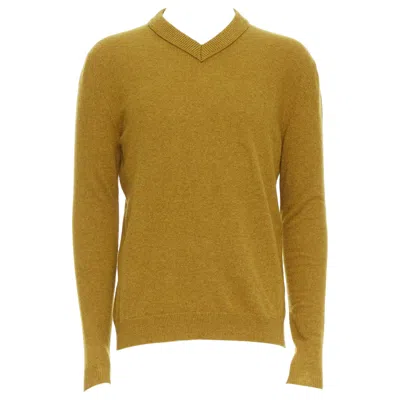Pre-owned Jil Sander Wool Cashmere Mustard Brown V Neck Sweater It46 S In Yellow