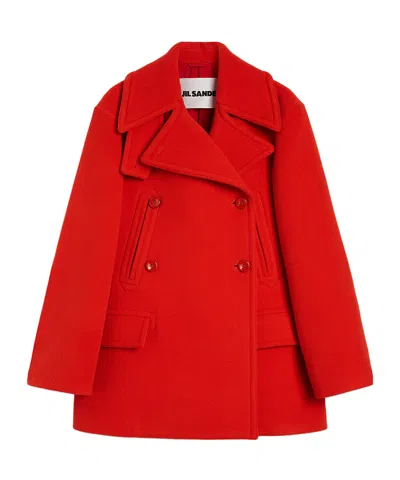 Jil Sander Wool Chevron Coat