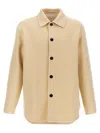 Jil Sander Tailored Wool Coat With Button Closure In Beige