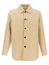 Jil Sander Tailored Wool Coat With Button Closure In Beige
