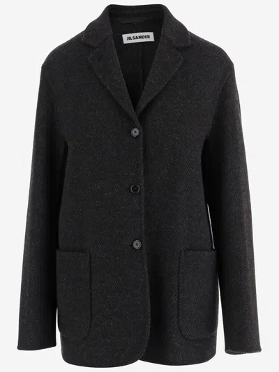 Jil Sander Wool Coat In Black