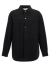Jil Sander Wool Coat With Long Sleeves And Curved Hem In Black