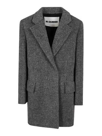 Jil Sander Gray Double-breasted Caban Jacket In Grey