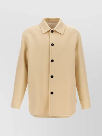 Jil Sander Beige Virgin Wool Outer Shirt In Hazel