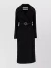 Jil Sander Wool Coat With Belted Waist And Notched Lapels In Black