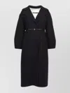 Jil Sander Tailored Long Wool Coat With Structured Lapel And Removable Waist Belt