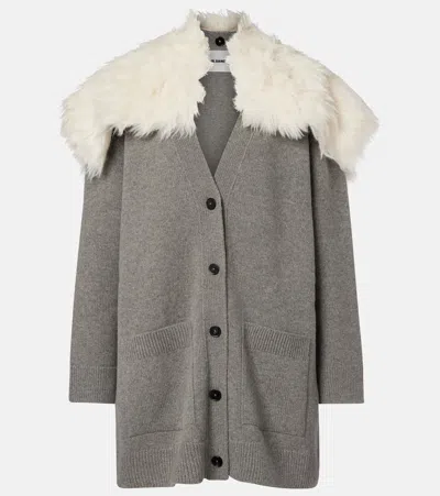 Jil Sander Wool, Cotton, And Cashmere-blend Cardigan In Gray