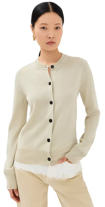 Jil Sander Wool Crew Neck Cardigan Lemon Green