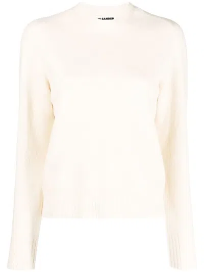Jil Sander Wool Crew Neck Jumper In White