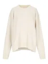 Jil Sander Wool Crew Neck Sweater In White