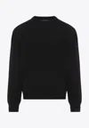 Jil Sander Round-neck Wool-blend Jumper In Black