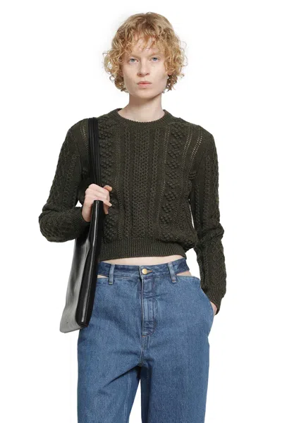 Jil Sander Wool Crewneck Sweater In Green