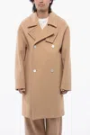 Jil Sander Wool Double Breasted Coat In Beige
