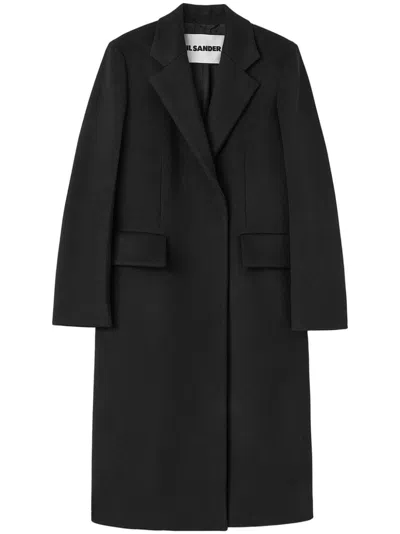 Jil Sander Double-breasted Wool Coat In Black