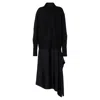 Jil Sander Asymmetrical Wool Dress With Draped Panel And Button Closure In Black