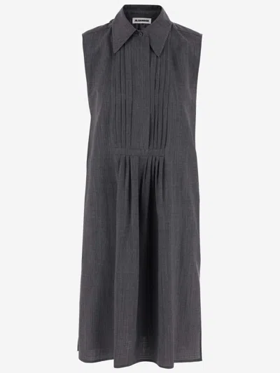 Jil Sander Wool Minidress In Grey
