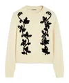 Jil Sander Floral Embroidered Virgin Wool Blend Sweater