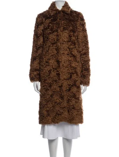 Pre-owned Jil Sander Wool Faux Fur Coat In Brown