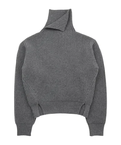 Jil Sander Wool Fisherman's Rib Jumper Koala In Gray