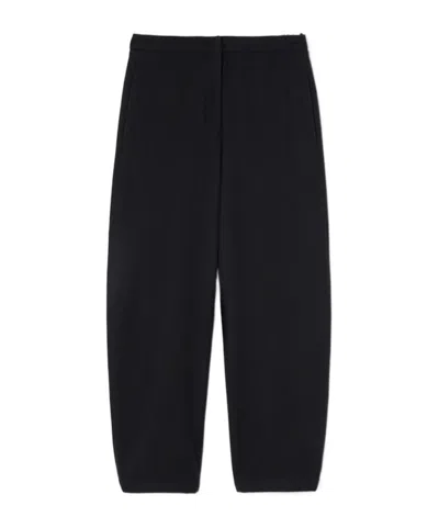 Jil Sander Wool Flannel Quarter Pants In Navy