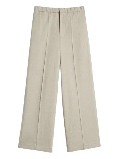 Jil Sander Wool Flannel Trousers In Green