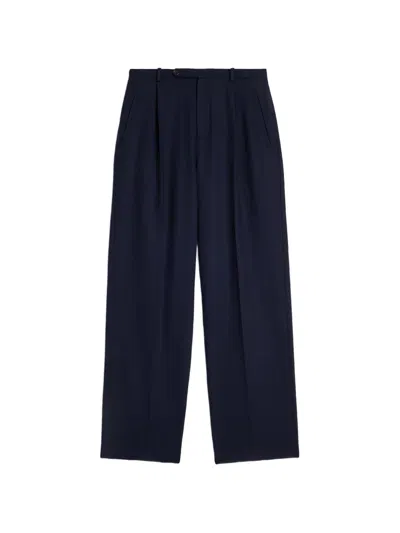 Jil Sander Wool Flannel Trousers In Blue