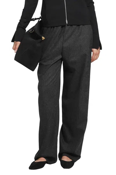 Jil Sander Wool Flannel Trousers In Grey