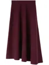 Jil Sander Wool Flared Long Skirt In Red