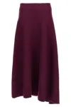 Jil Sander Wool Flared Long Skirt In Red