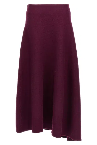 Jil Sander Wool Flared Long Skirt In Red