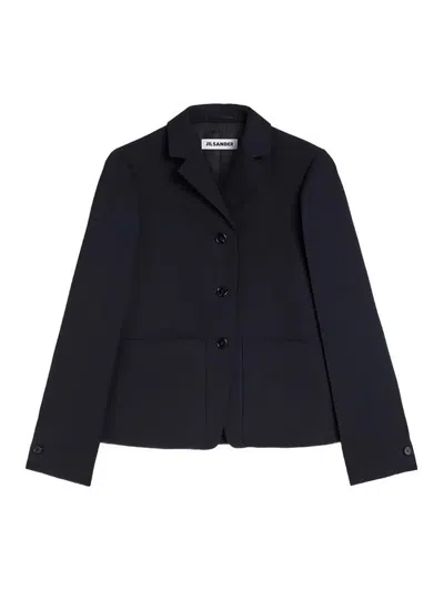 Jil Sander Wool Gabardine Jacket In Blue