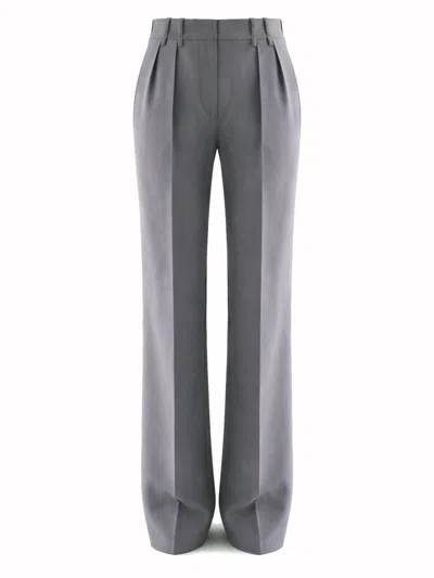Jil Sander Muted Grey High-waisted Wool Gabardine Pants In Gray